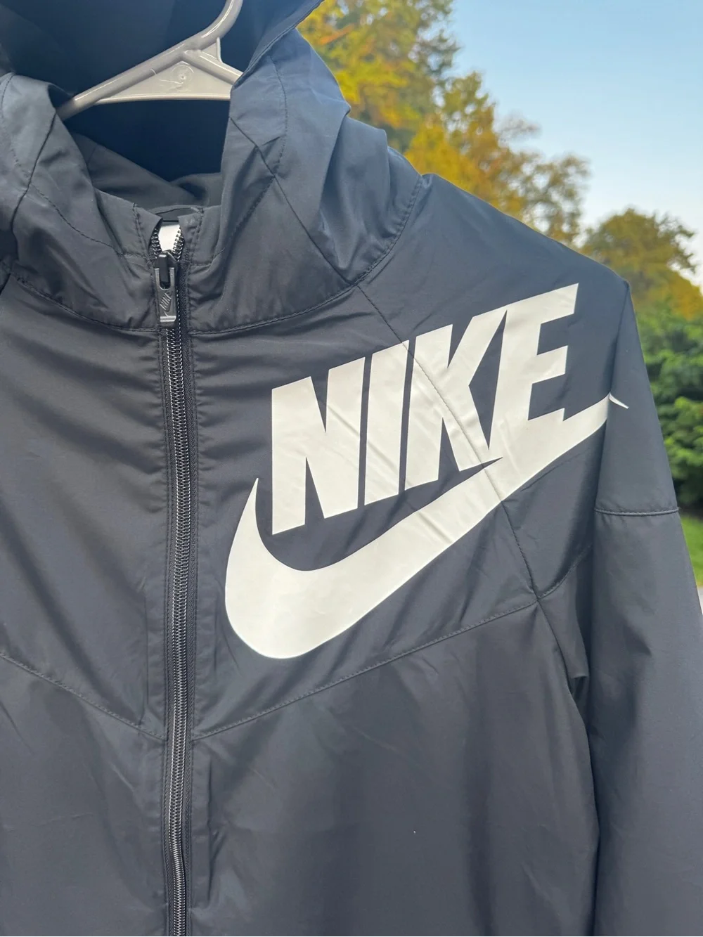 Boys Girls Nike Packable Windbreaker Jacket Black Youth Xl Black Full Zip X Lg